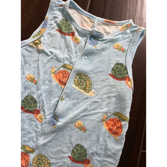 Angel Dear Other - Angel Dear Bamboo Snail Print Sleeveless Romper Blue 6-12 Months Baby Boy Girl